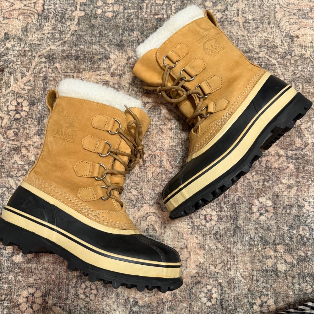 Sorel Caribou Waterproof Winter Snow Boots Buff Tan Womens 7